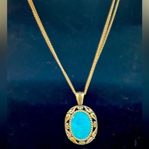 Caroline Pollack Sterling silver and turquoise necklace
